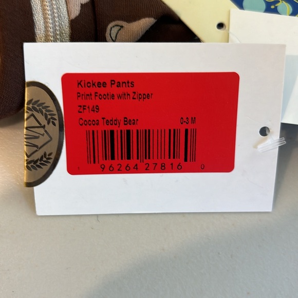 KicKee Pants Layette Print Footie With Zipper 0-3 months Cocoa Teddy bear brown - Picture 6 of 11